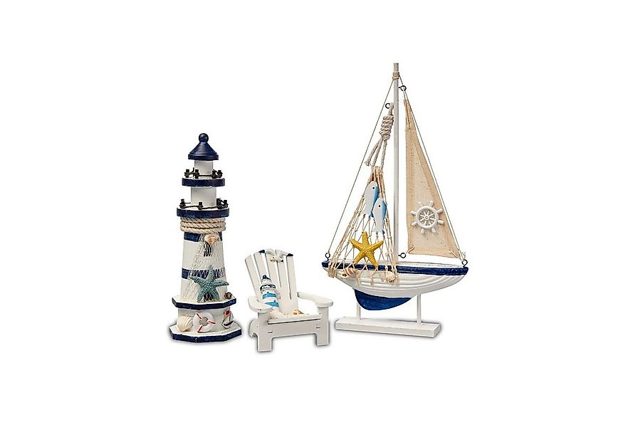 Flanacom Badaccessoires-Sets Maritime Badezimmer Deko - Holz Decor Accessoi günstig online kaufen