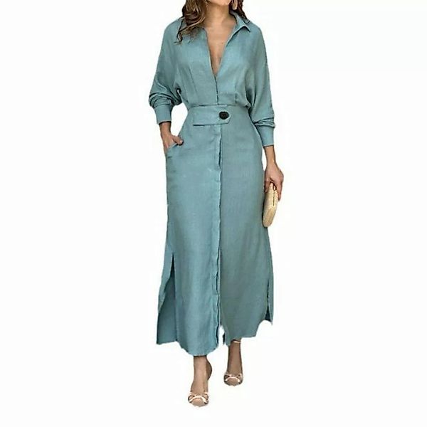 AFAZ New Trading UG Blusenkleid Damen kleid Schlitz Hemdkleid Freizeitkleid günstig online kaufen