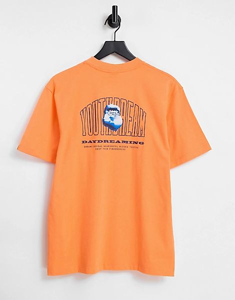 Fingercroxx – T-Shirt in Orange mit „Youth Team“-Schriftzug günstig online kaufen