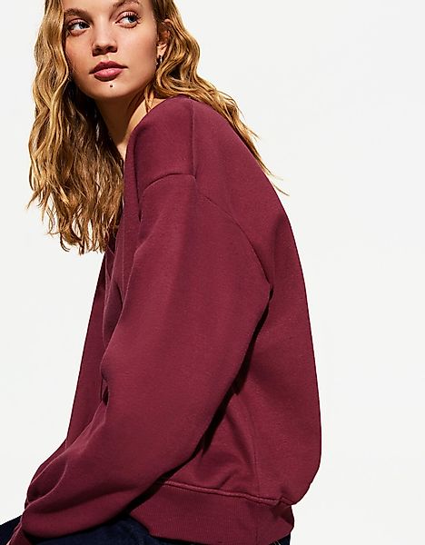 Bershka Pullover Mit V-Ausschnitt Damen Xs Bordeaux günstig online kaufen