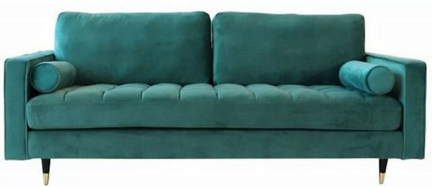 Casa Padrino Sofa Wohnzimmer Samt Sofa mit Kissen Smaragdgrün / Schwarz / M günstig online kaufen