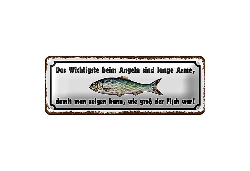 Roomando Metallschild Blechschild Spruch 27x10cm das wichtigste beim Angeln günstig online kaufen