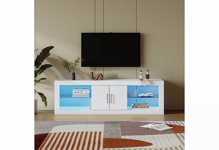 Merax TV-Schrank mit Glasböden und verstellbarem Einlegeboden Lowboard mit günstig online kaufen