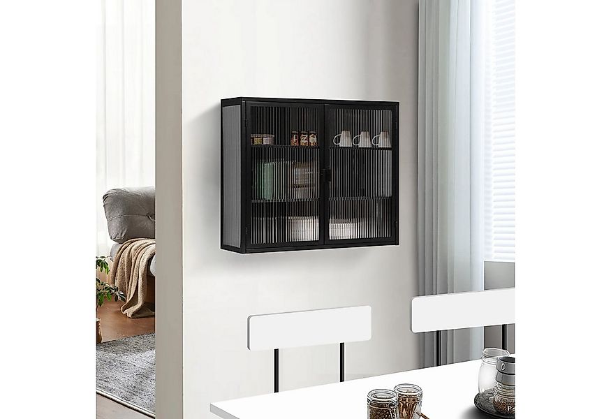 STILVORA Hängeschrank mit 2 Glastüren,Wandschrank mit dreistufiger Lagerung günstig online kaufen