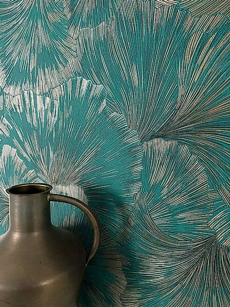 Newroom Vliestapete, Grün Tapete Modern Dschungel - Mustertapete Palmenblät günstig online kaufen