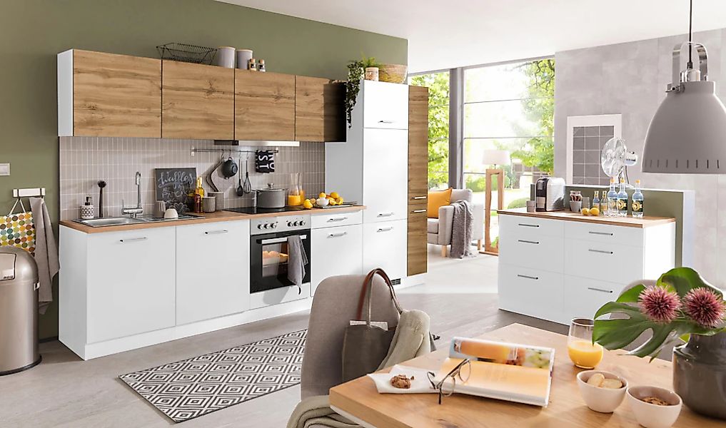 KOCHSTATION Küchenzeile "KS-Kehl" mit E-Geräten, Breite 330 cm, inkl. Kühls günstig online kaufen