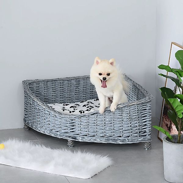 PawHut Hundesofa Rattan Haustierbett für kleine Hunde & Katzen, Eck-Design günstig online kaufen