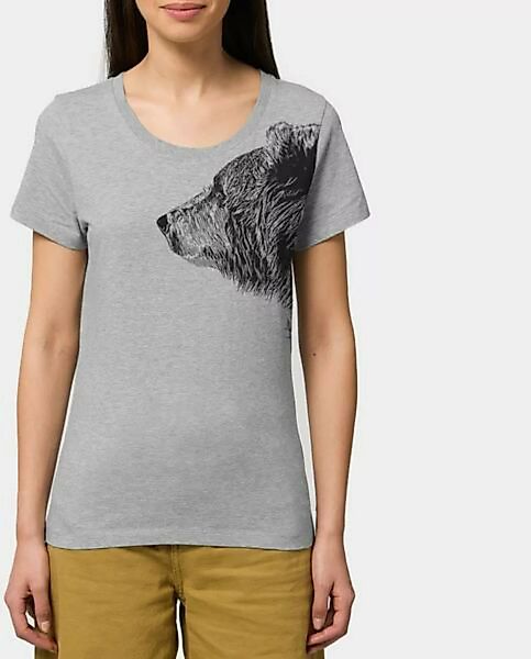 Kommabei Damen T-shirt Bruder Bär Grau günstig online kaufen