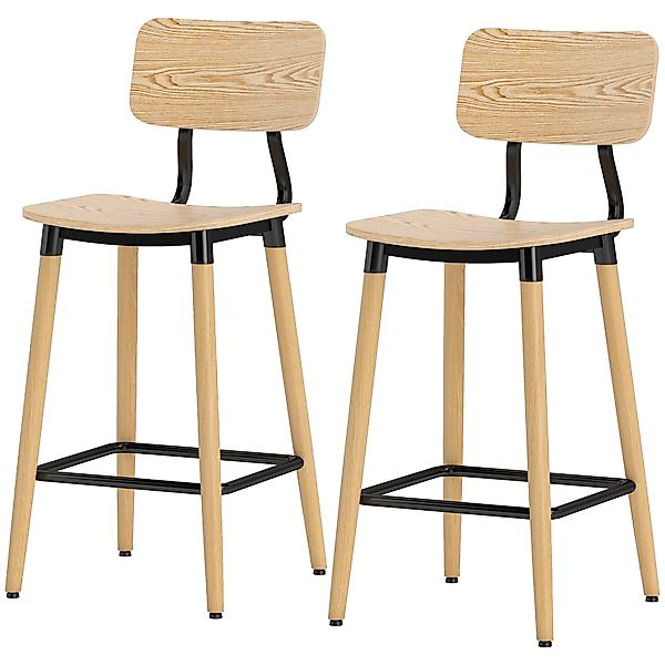HOMCOM Barhocker 2er Set Barstuhl Tresenhocker mit Rückenlehne und Fußstütz günstig online kaufen