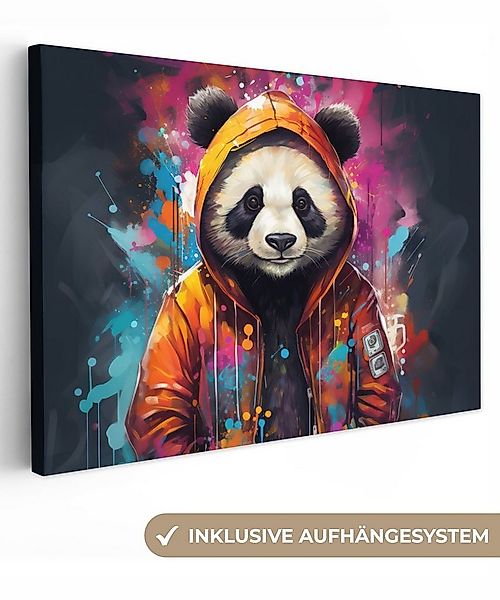 OneMillionCanvasses® Leinwandbild Panda - Jacke - Graffiti - Orange, Fotodr günstig online kaufen