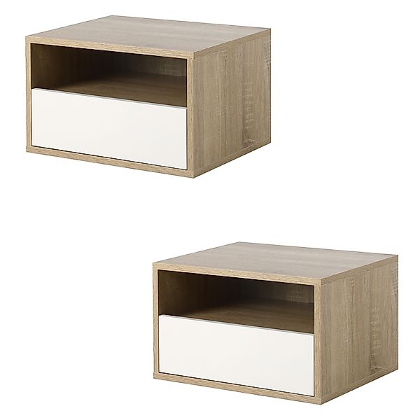 HOMCOM Set 2 Schwebende Nachttische aus Holz mit Schublade und offenem Rega günstig online kaufen