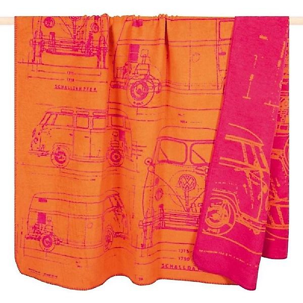 Wohndecke Decke VOLK Bulli Orange (150x200cm), günstig online kaufen