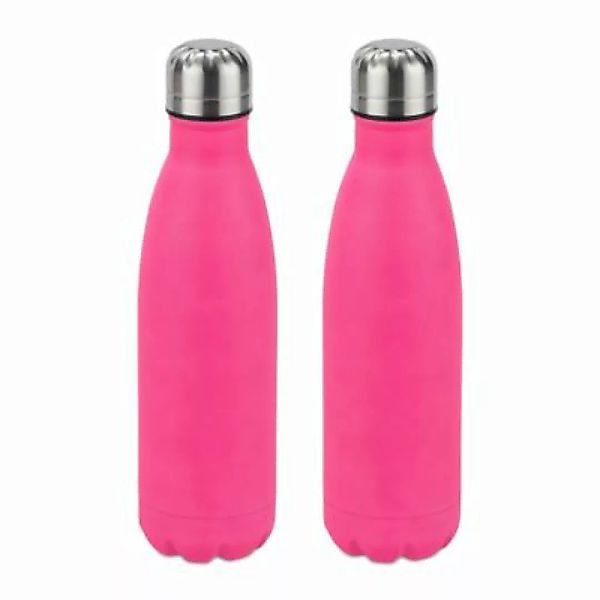 relaxdays 2 x Trinkflasche Edelstahl pink günstig online kaufen