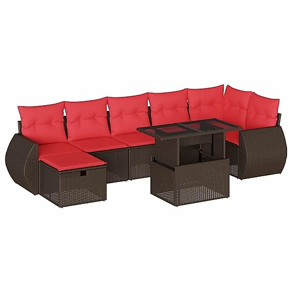 vidaXL 8-Tlg Gartensofa-Set mit Kissen Braun Polyrattan 3275154 günstig online kaufen