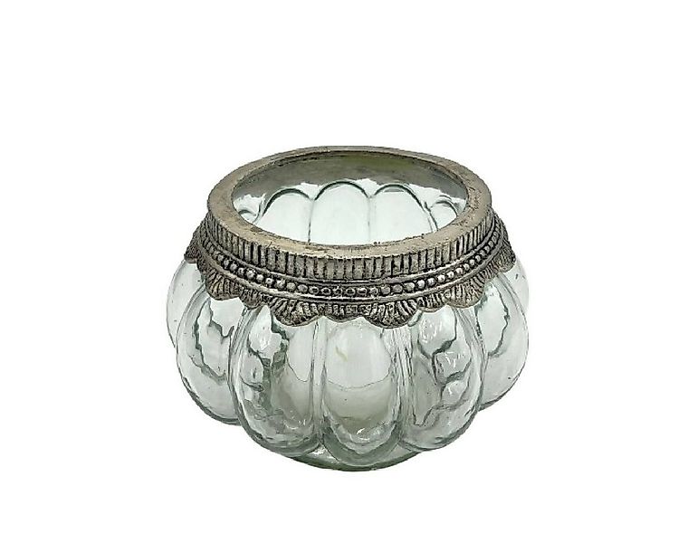 Exner GmbH Garten- & Wohnaccessoires Windlicht Vintage Glas mit Metallrand günstig online kaufen