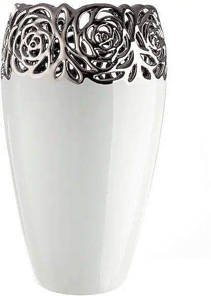 GILDE Tischvase »Vase Rose weiß H. 31,5 cm« günstig online kaufen