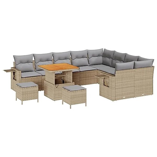 vidaXL Gartensofa-Set mit Kissen 12 Stk Beige und Hellgrau Poly-Rattan 3363 günstig online kaufen
