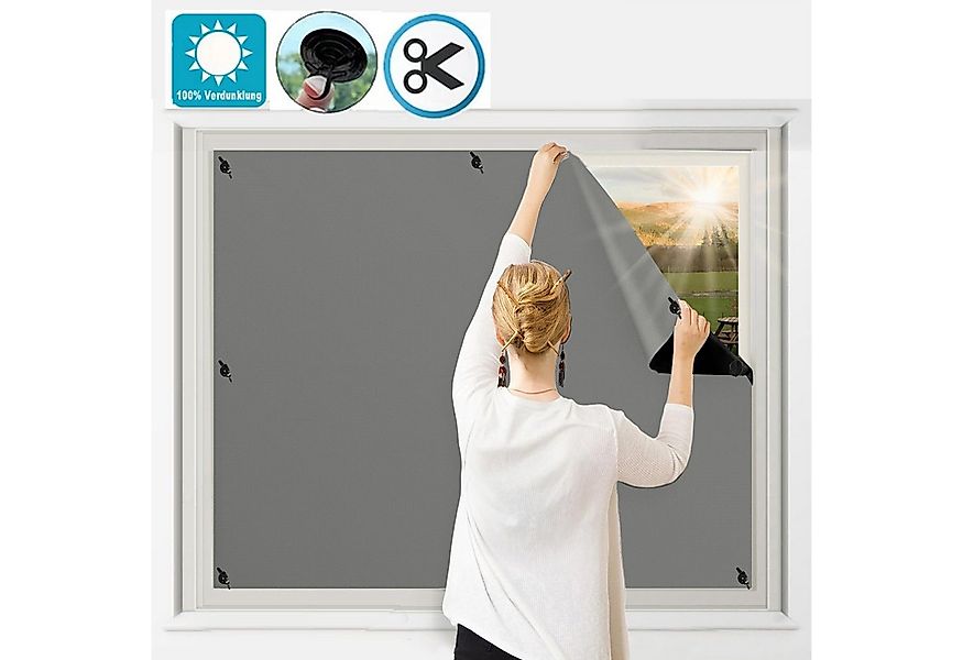 Verdunklungsrollo Verdunklungsstoff ohne Bohren mit Saugnäpfen Schneidbar F günstig online kaufen