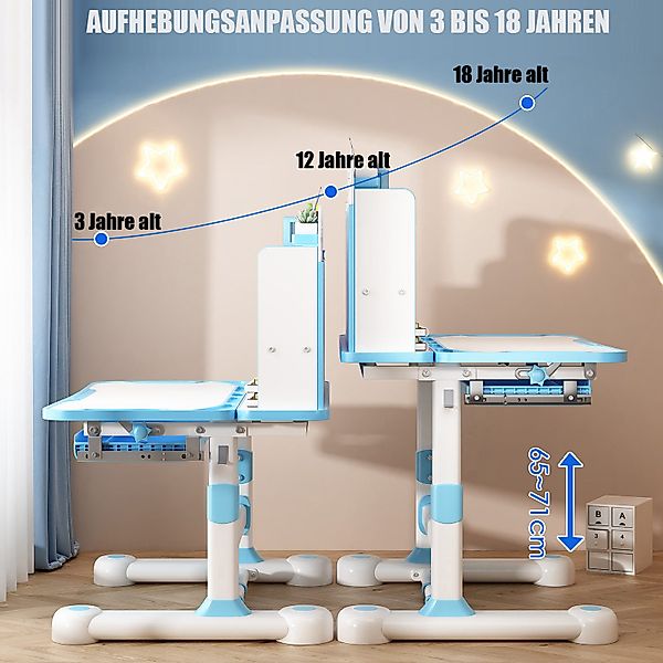 Rutaqian Kinderschreibtisch Kinder-Schreibtisch- und Stuhl-Set,Höhenverstel günstig online kaufen
