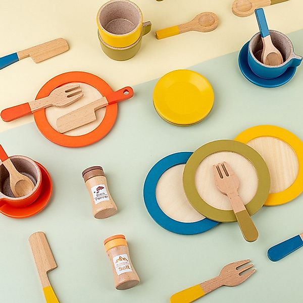 CLTYQ Spielgeschirr Holz Spielgeschirr 26-tlg. - günstig online kaufen