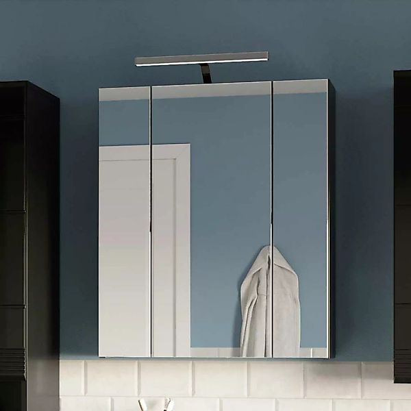Badezimmer Spiegelschrank in Schwarz 3 türig günstig online kaufen