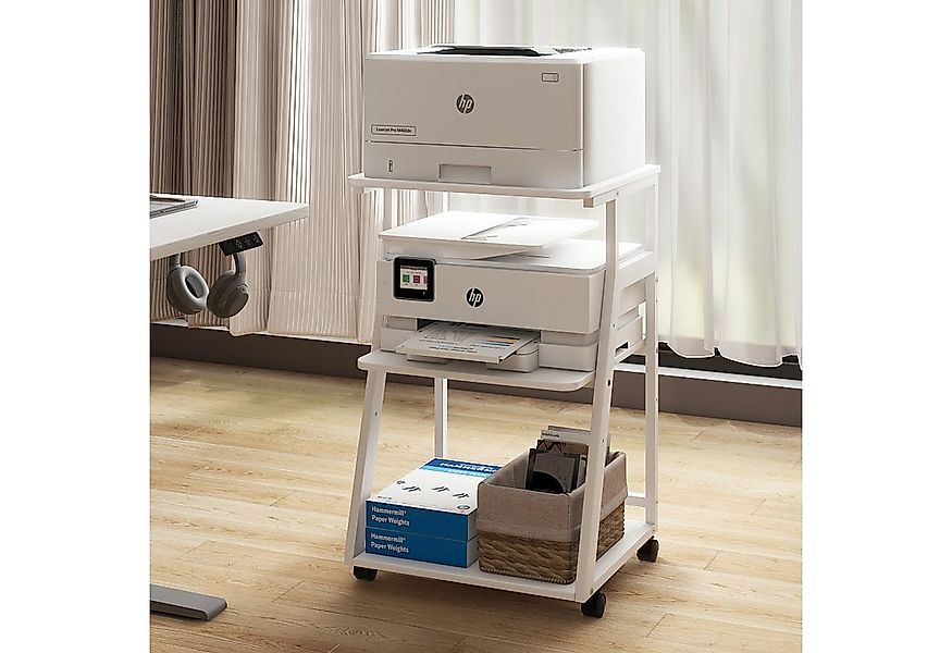 PUNCIA Druckertisch 3 Schichten 50x50cm Heim Büro mit Raddrucker Aufbewahru günstig online kaufen