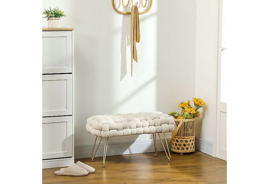 HOMCOM Fußhocker mit Samtoptik, gepolstertem Sitz, Metallbeine, Fußstütze ( günstig online kaufen