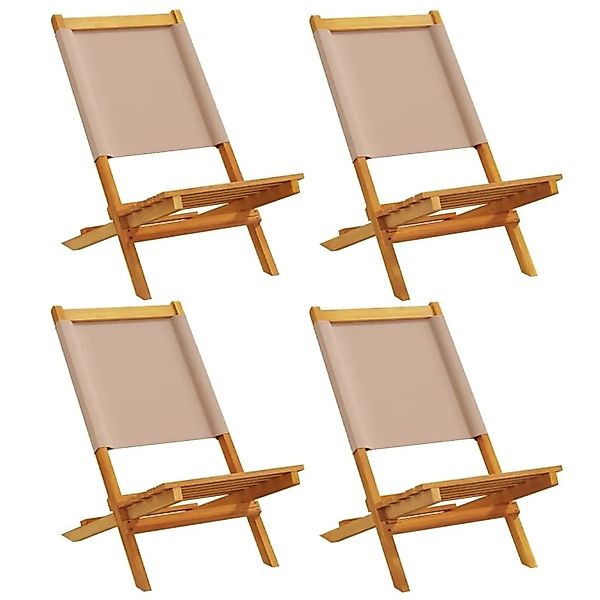 vidaXL Gartenstühle 4 Stk Klappbar Taupe Stoff und Massivholz 3214643 günstig online kaufen