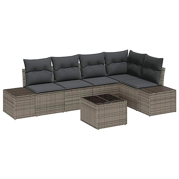 vidaXL Garten-Sofa-Set 6-Tlg Grau Poly Rattan 3347069 günstig online kaufen