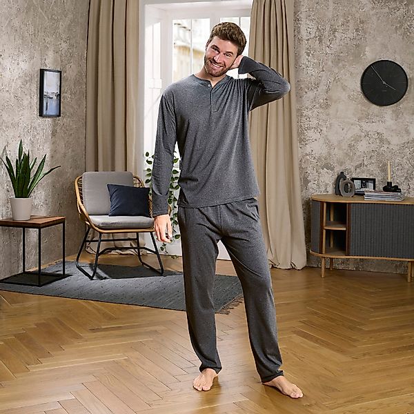 REDBEST Pyjamaoberteil Herren-Langarmshirt Single-Jersey Uni günstig online kaufen