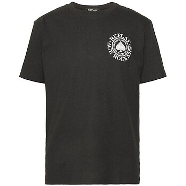 Replay  T-Shirts & Poloshirts T-Shirt Regular Fit Rockers Schwarz günstig online kaufen