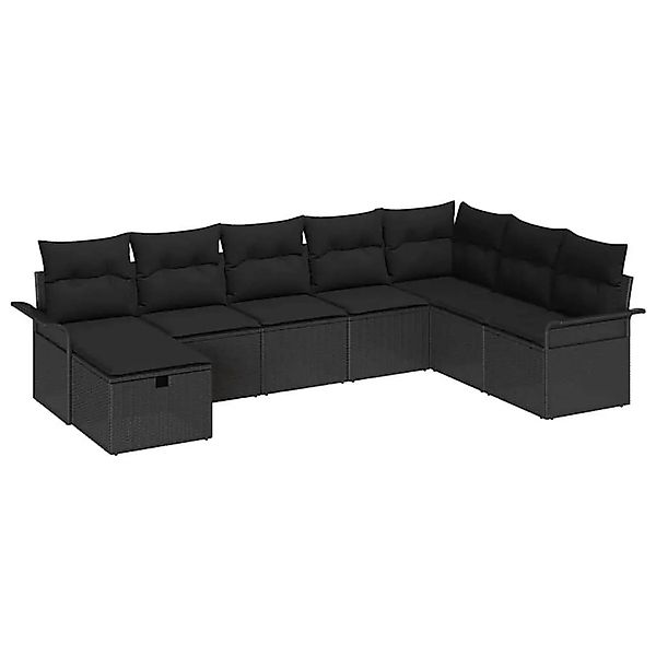 vidaXL Gartensofa-Set mit Kissen 8 Stk Schwarz Poly-Rattan 3358932 günstig online kaufen