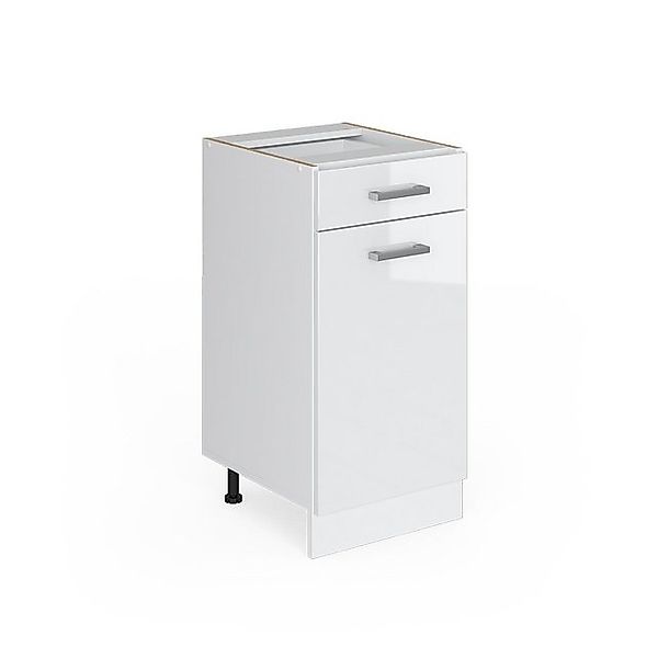 Vicco Küchenunterschrank R-Line Weiß Hochglanz/Weiß 40 cm ohne Arbeitsplatt günstig online kaufen