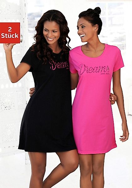 Vivance Dreams Sleepshirt, (2er-Pack), mit Print in Spitzenoptik günstig online kaufen