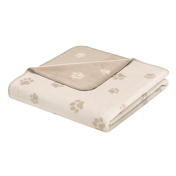 Cawö Wohndecke Kuscheldecke We love Dogs 62470-33 Pfoten beige 150x200 günstig online kaufen