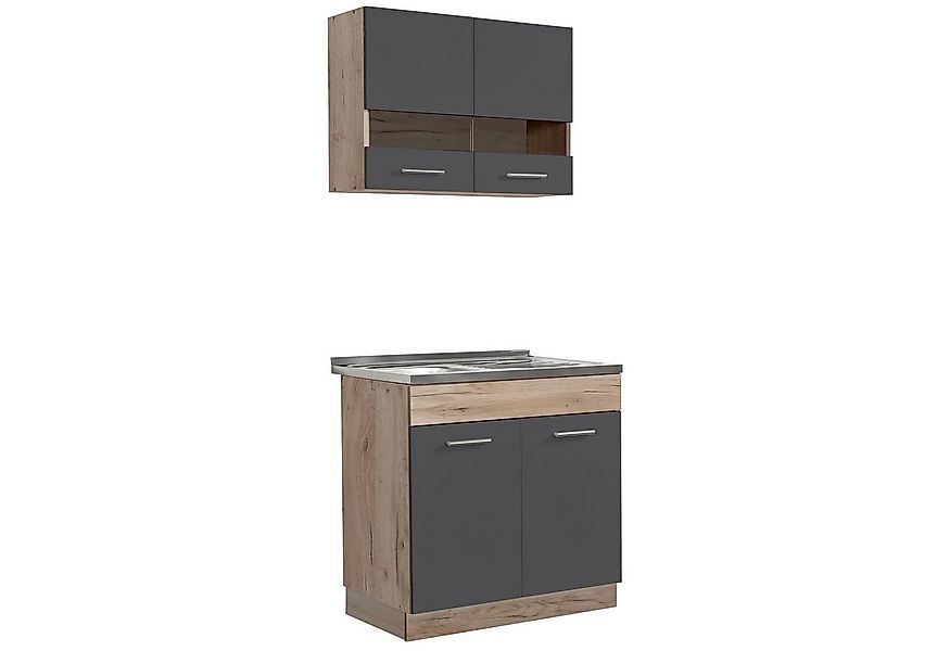 Homestyle4u Küchenzeile 80 cm ohne Geräte klein Singleküche Küchenschränke günstig online kaufen