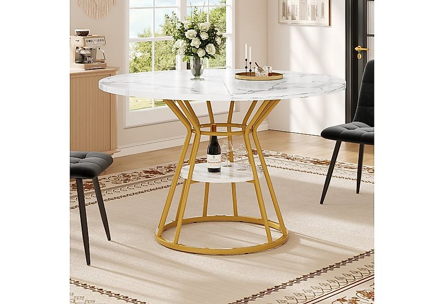 HAUSS SPOLE Esstisch Runder Küchentisch Frühstückstisch mit Ablagefläche Me günstig online kaufen