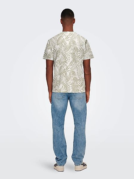 ONLY & SONS Rundhalsshirt ONSPERRY LIFE REG LEAF AOP SS TEE günstig online kaufen