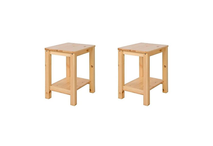 Homestyle4u Beistelltisch Hocker mit Stauraum Natur 2er Set Holz Massiv Sit günstig online kaufen