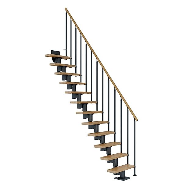 Dolle Mittelholmtreppe Dublin Eiche Anthrazit GH bis 337 cm Gerade 65 cm FS günstig online kaufen