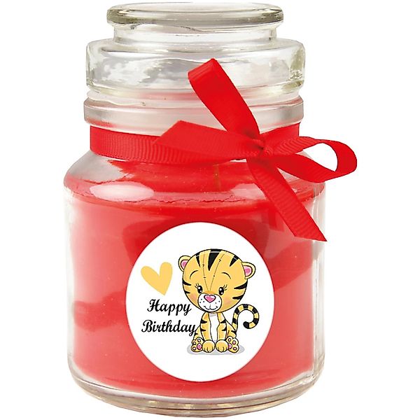 HS Candle Duftkerze & Glas Happy Birthday Bonbon Tiger Rose günstig online kaufen