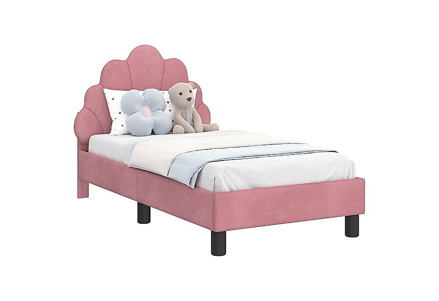 vidaXL Bett Kinderbettgestell mit Kopfteil Rosa 70 x 140 cm Samt (1-tlg) günstig online kaufen