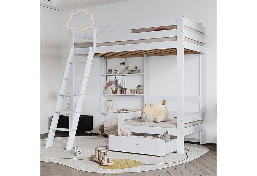 MODFU Etagenbett mit Sofa, Regalen und Schublade (Hochbett mit Praktische S günstig online kaufen