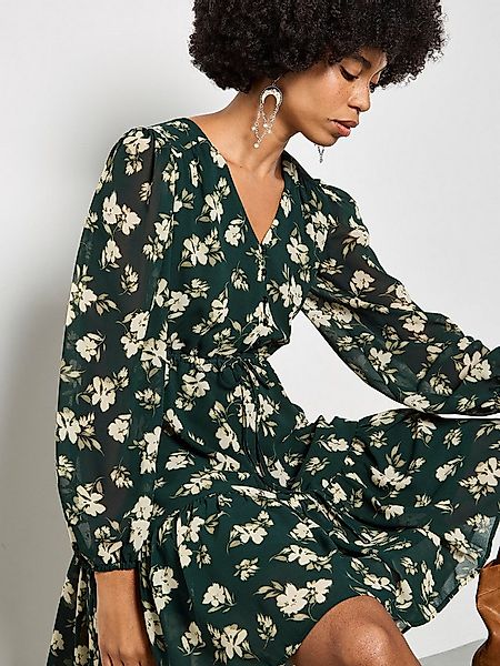 Apricot Druckkleid Chiffon-Minikleid mit Blumenprint Gemustert günstig online kaufen