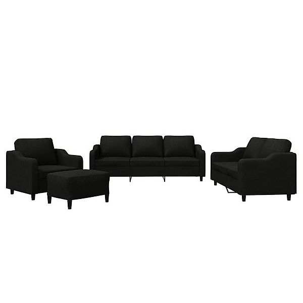 vidaXL Sofa, 4-tlg. Sofagarnitur mit Kissen Schwarz Stoff günstig online kaufen
