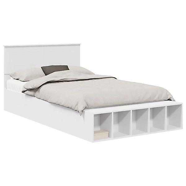 vidaXL Bettrahmen mit Regal Weiß 135 x 190 cm Holzwerkstoff 3408375 günstig online kaufen