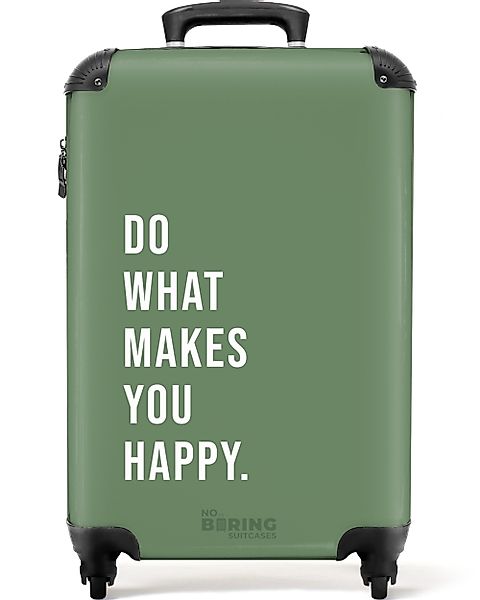 NoBoringSuitcases.com© Hartschalen-Trolley Grün mit Zitat "Tu, günstig online kaufen