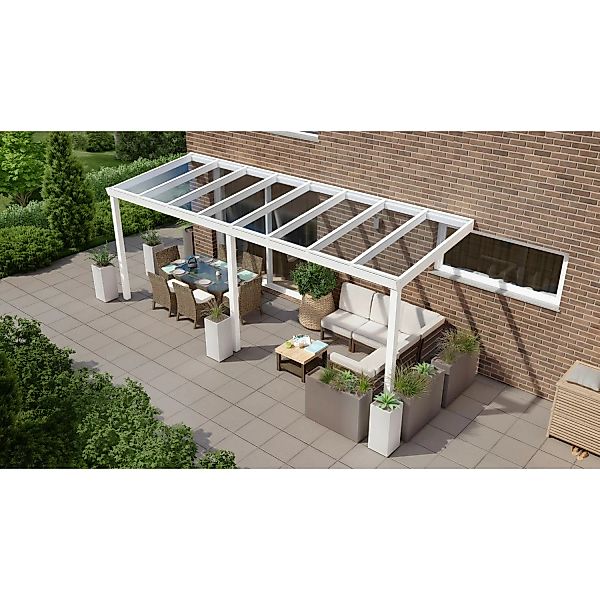 Terrassenüberdachung Professional 600 cm x 250 cm Weiß Glas günstig online kaufen