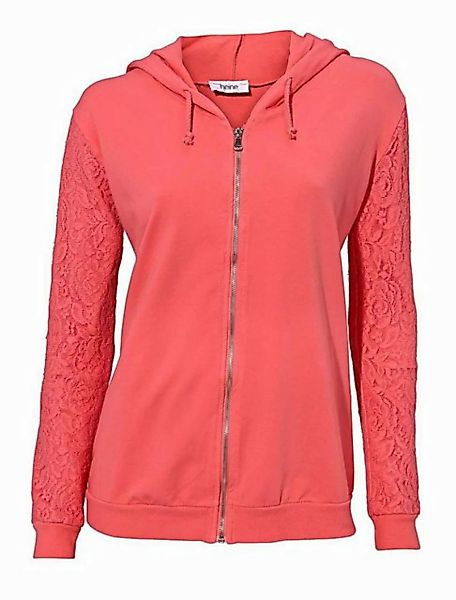 heine Steppjacke Heine Damen Sweatjacke mit Spitze, koralle günstig online kaufen