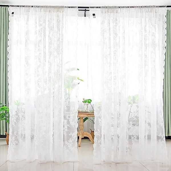 Jibenhome Gardine Voile Gardinen,Blumen Bestickte Spitzen günstig online kaufen